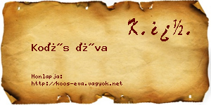 Koós Éva névjegykártya